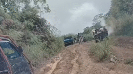 Tampak jalan Renah Pemetik dalam Kondisi rusak parah, Warga Minta Pemkab Segera lakukan perbaikan.