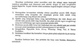 Foto : Surat Himbauan, Waspada Penculikan Anak, Disdikbud Merangin Keluarkan Surat Himbauan kepada pihak Sekolah di Merangin.