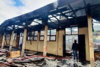 Kondisi gedung SMK 5 Kerinci habis terbakar.