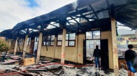 Kondisi gedung SMK 5 Kerinci habis terbakar.