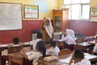 Aktivitas guru saat mengajar siswa di sekolah