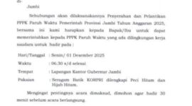 Surat undangan pelantikan yang kini sudah beredar di media sosial.