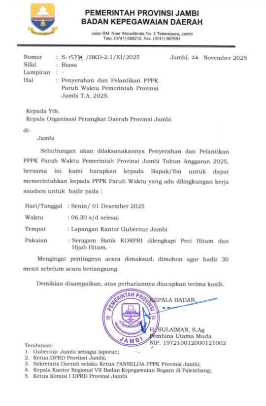 Surat undangan pelantikan yang kini sudah beredar di media sosial.