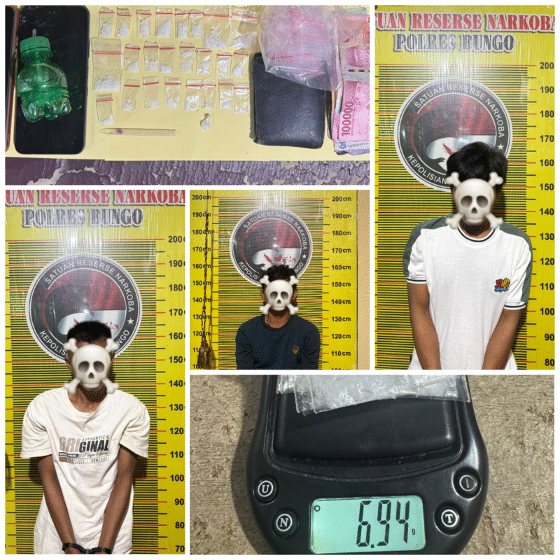 Foto: Diduga tiga pelaku pengedar NArkotika Jenis Sabut diamankan Polres Bungo