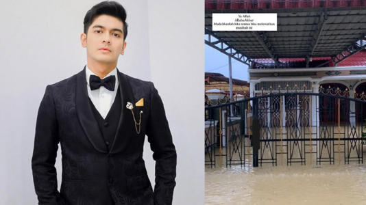 Kondisi rumah milik artis Teuku ryan yang terendam banjir