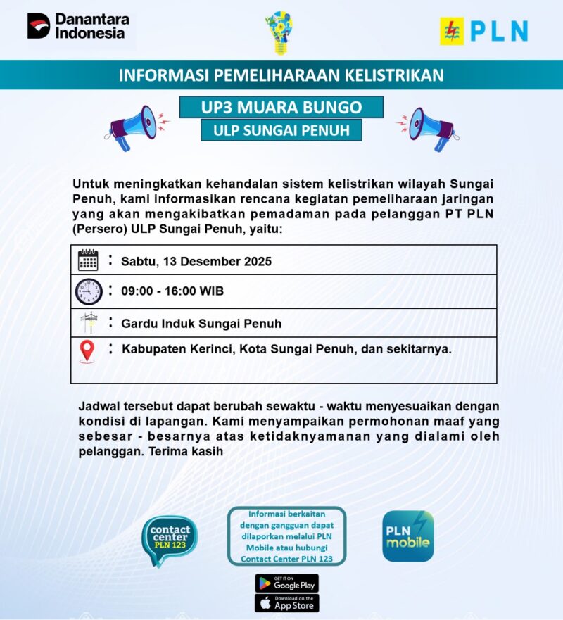 Pengumuman Pemadaman Listrik oleh PLN