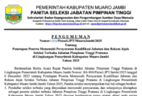 Pengumuman seleksi Administrasi JPT Muaro Jambi.