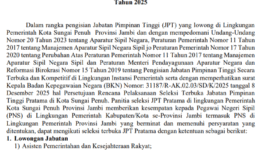 Pengumuman seleksi JPT Pratama Sungai Penuh