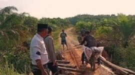 Tampak kondisi jembatan tebo yang sudah rusak