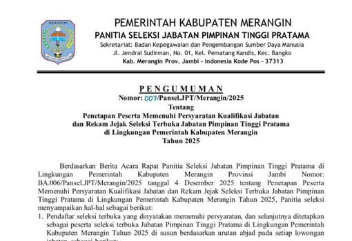 Pengumuman Hasil Seleksi JPT Merangin