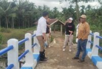 Kepala Dinas Perumahan dan Kawasan Permukiman (Perkim) Kabupaten Tanjung Jabung Timur, Ulfi Rahmad, meninjau pembangunan Jembatan RT 07 Kelurahan Muara Sabak Ilir, Kecamatan Sabak Timur