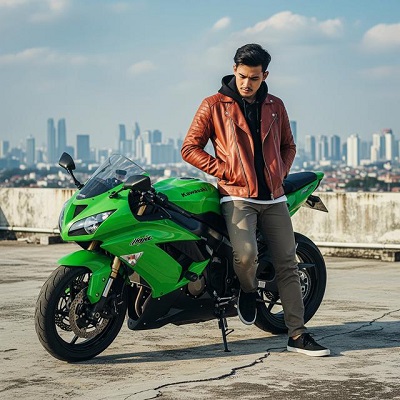 Ilustrasi salah satu prompt saat foto dfengan sepeda motor