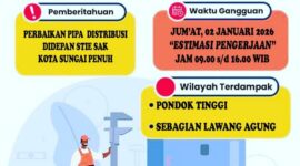 Pemberitahuan permasalahan distribusi air bersih Perumda Tirta Khayangan Hari ini.