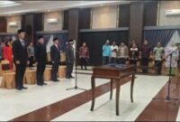 Prosesi Pelantikan 5 Pejabat Eselon II Hasil Lelang Jabatan JPT Pemkab Tebo.
