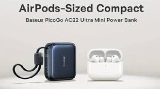 Tampilan Power bank sekecil AirPods Baseus PicoGo AC22 ultra mini
