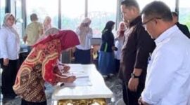 Prosesi penandatangan Mou antara Pemkab Merangin dengan Perbankan dalam rangka memaksimalkan pendapatan daerah