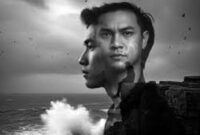 Hasil gemini AI, Prompt foto dipinggir tebing