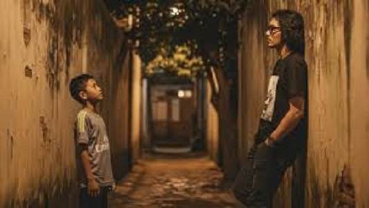 Contoh hasil prompt AI reuni dengan diri sendiri di masa kecil