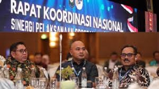 Bupati Tebo, Agus Rubiyanto saat menghadiri Rapat Koordinasi Nasional (Rakornas) Sinergi Pelaksanaan Program dan Kegiatan Urusan Pemerintahan Umum