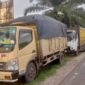 Tampak antrian truk batu bara di Merangin