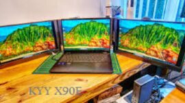 KYY X90E sebuah portable monitor triple screen berukuran 15,6 inci.