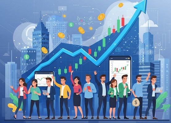 Ilustrasi pergerakan pasar saham..