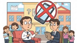 Ilustrasi Larangan penggunaan HP di sekolah dan Kepala Sekolah di Tes Kejiwaan