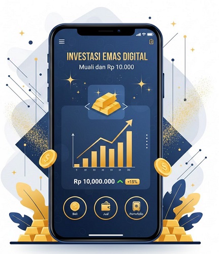 Ilustrasi aplikasi inverstasi emas aman