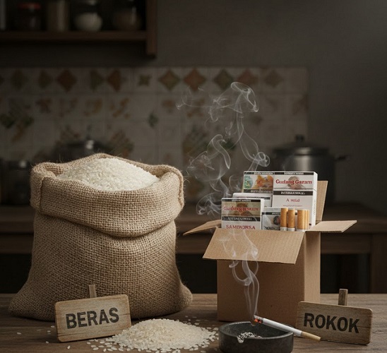 Ilustrasi beras dan rokok jadi faktor utama pendongkrak kemiskinan di Indonesia