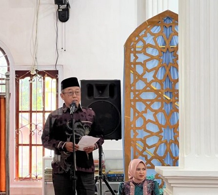 Direktur Utama perusahaan Tren Gen Horizon , Mardizal saat menyampaikan sambutan membuka lomba MTQ