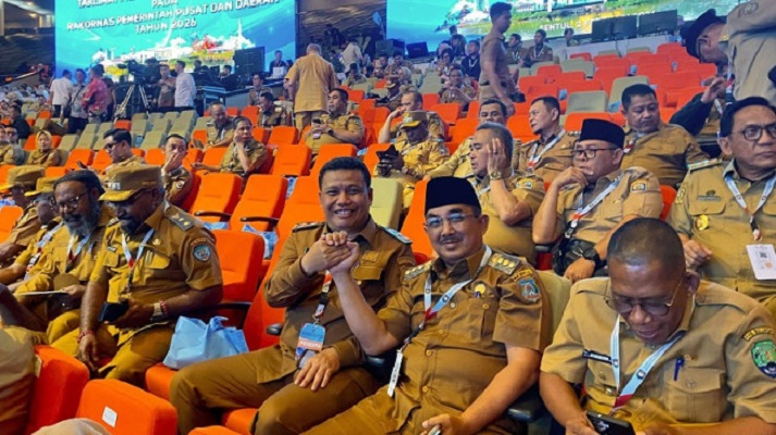 Bupati Tanjabbar, Anwar Sadat, bersama Wakil Bupati Katamso, menghadiri Rakornas Pemerintah Pusat dan Daerah 2026. foto : dki-tjb