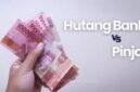 Ilustrasi utang pinjol vs uang bank