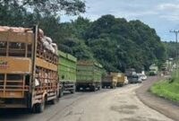 Kondisi jalan lintas timur jambi-palembang macet total