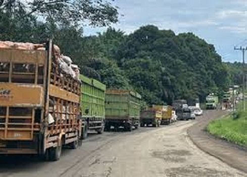 Kondisi jalan lintas timur jambi-palembang macet total