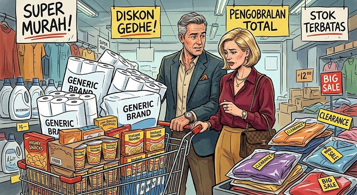 Ilustrasi 10 hal yang tidak dibeli orang kaya untuk jaga kekayaannya.