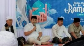 Bupati mErangin, M Syukur saat memberikan sambutan pada Buka Puasa Bersama (Bukber) dengan para Imam Masjid di Pendopo Rumah Dinas Bupati