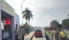 Polres Srolangun saat menggelar apel pelaksanaan pengamanan arus mudik lebaran