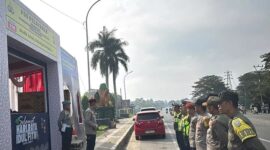 Polres Srolangun saat menggelar apel pelaksanaan pengamanan arus mudik lebaran