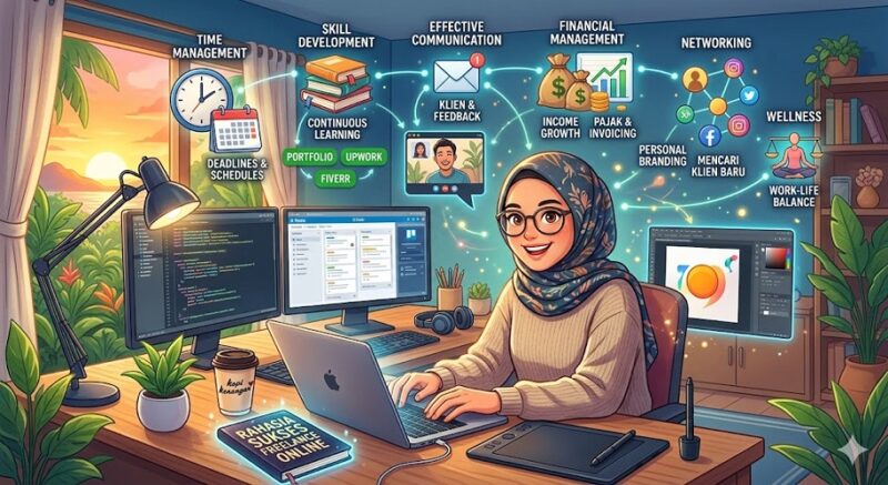 Ilustrasi Cara freelance online gaji dolar