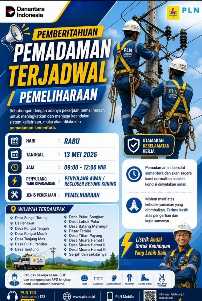 Informasi pemadaman listrik disejumlah wilayah di Kerinci yang kini menyebar di media sosial