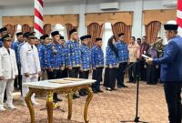 Bupati Merangin, M Syukur saat memimpin pelaksanaan pelantikan puluhan pejabat Pemkab Merangin