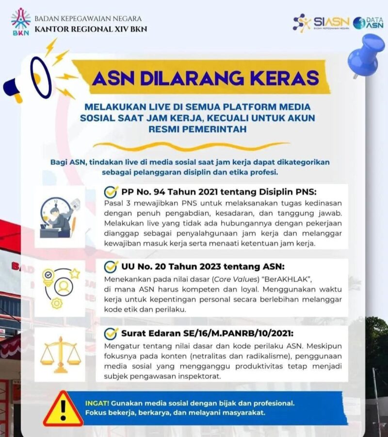 ASN Dilarang Live Media Sosial Saat Jam Kerja