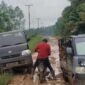 Tampak Kondisi jalan Kondisi jalan di Desa Sungai Jambat, Kecamatan Sadu, Kabupaten Tanjung Jabung Timur,