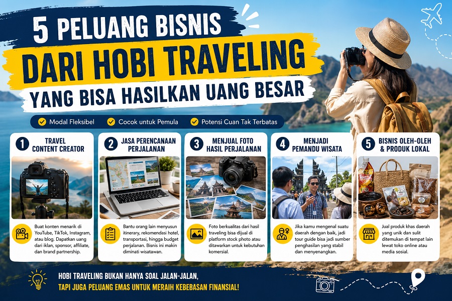 Hobi Traveling bisa dijadikan cuan dengan menjadikan ladang bisnis