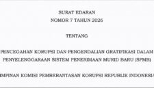 Surat Edaran KPK tentang pencegahan korupsi dan pengendalian gratifikasi dalam SPMB