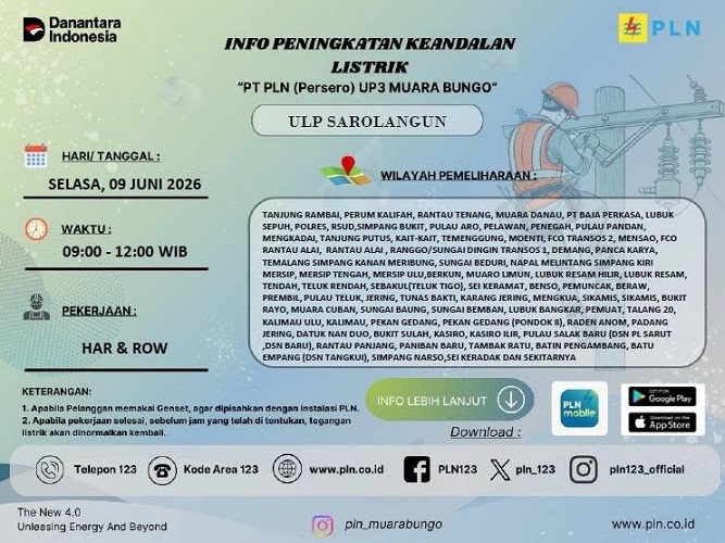 Info pemadaman listrik diwilayah Sarolangun, kini viral di media sosial
