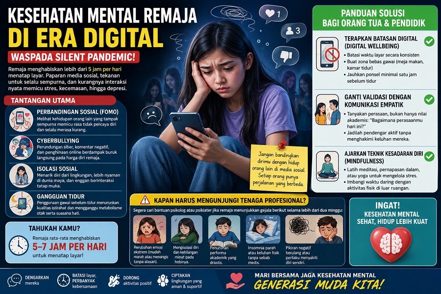 Ilustrasi kesehatan Mental Remaja di Era digital