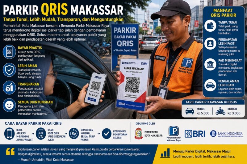 Ilustrasi parkir QRIS di Makassar