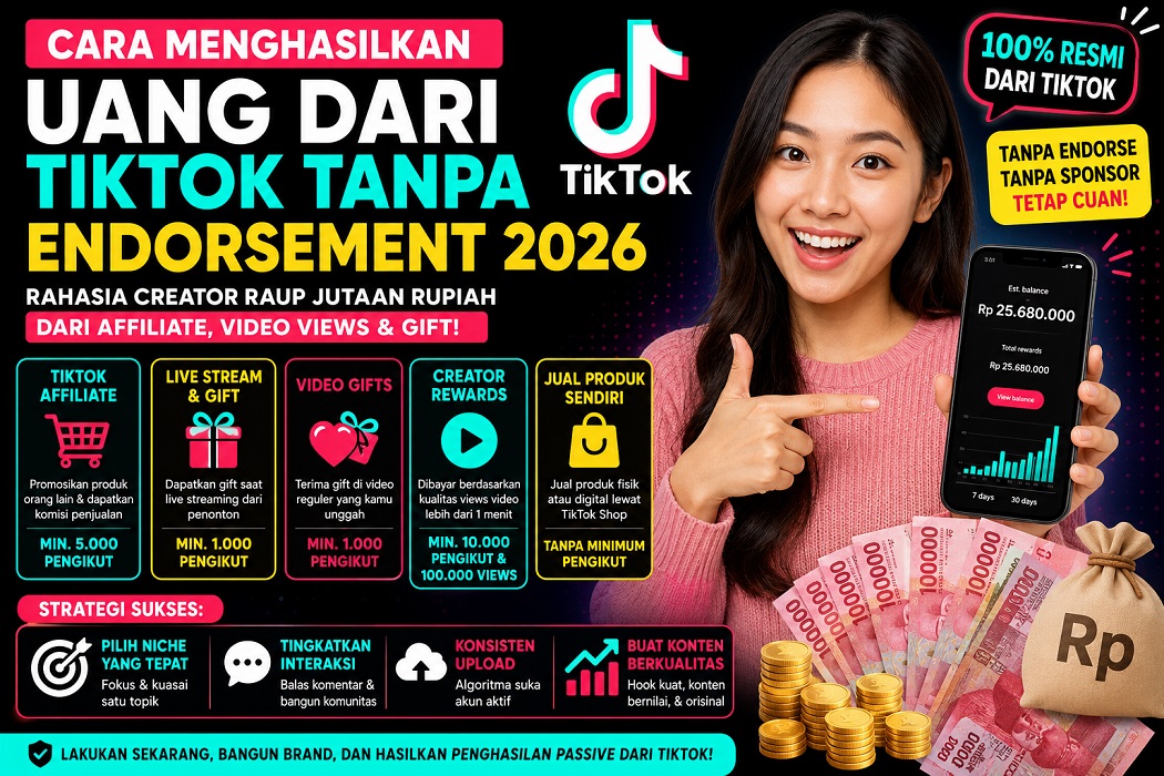 Cara dapat uang dari tiktok tanpa endorse