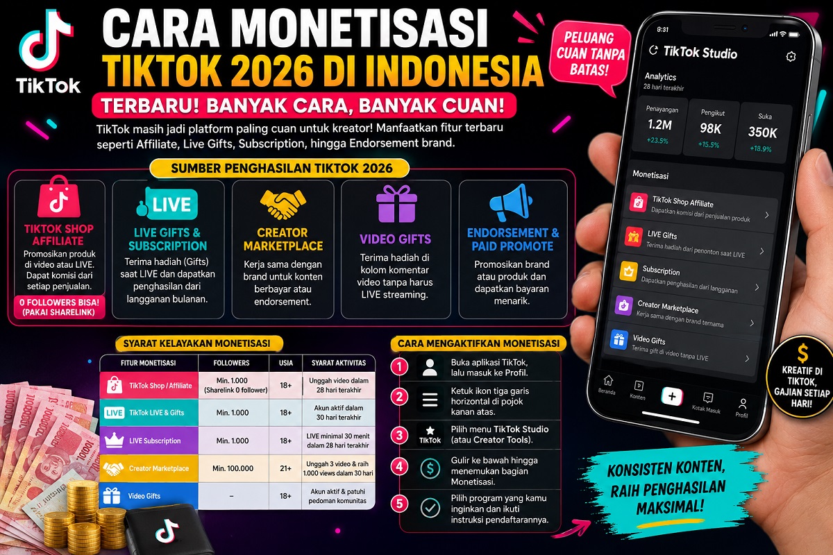 Cara monetisasi TikTok 2026